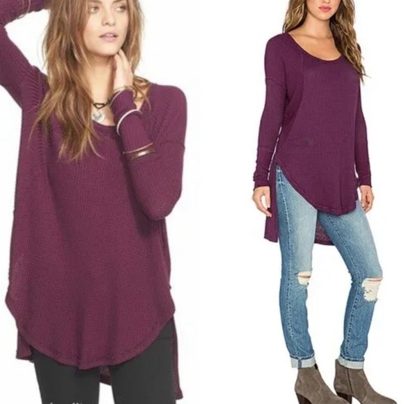 Free People Ventura Thermal Top Shirt Pullover Purple Violet Size XSmall - Picture 1 of 9